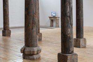 AI WEIWEI Pillar Foundation with Twenty‐Four Histories, 2015. Wooden box and partial texts from 'Twenty-Four Histories' on paper. Courtesy: the artist and GALLERIA CONTINUA, San Gimignano / Beijing / Les Moulins. Photo by: Oak Taylor-Smith